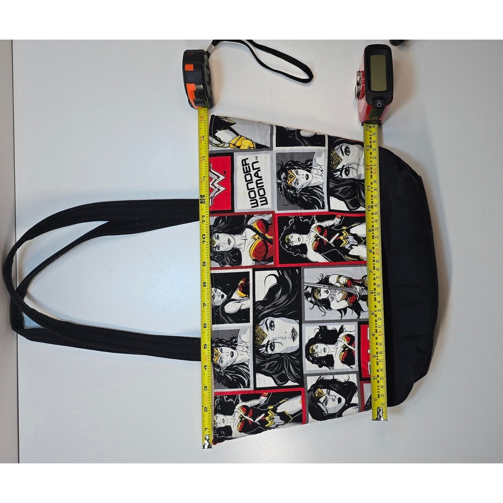 Wonder Woman Comic Panel Handmade Zipper Tote Bag DC Comics Superhero Red Black - Picture 8 of 14